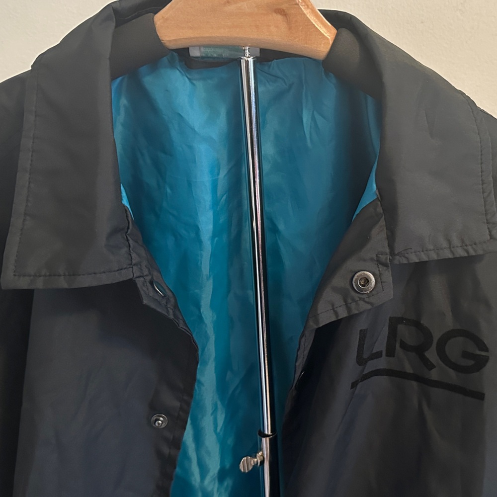 LRG Men's Black Jacket with Blue Lining